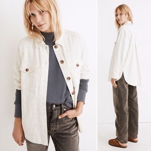 Madewell Donegal Jacket Shacket Shirt Flannel Oversized Classic Utility Cream L